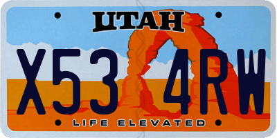 UT license plate X534RW