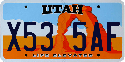 UT license plate X535AF