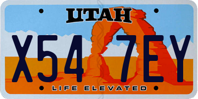 UT license plate X547EY