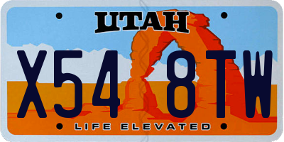 UT license plate X548TW