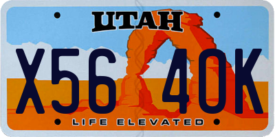 UT license plate X564OK