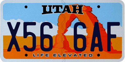 UT license plate X566AF