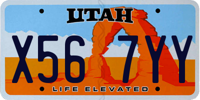UT license plate X567YY