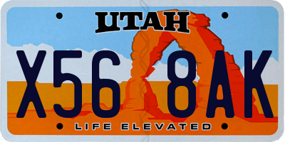 UT license plate X568AK