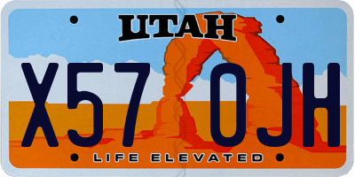 UT license plate X570JH