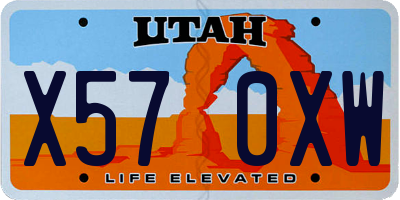 UT license plate X570XW
