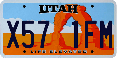 UT license plate X571FM