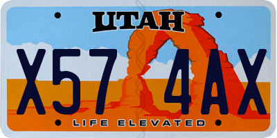 UT license plate X574AX