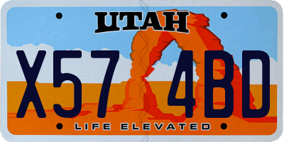 UT license plate X574BD