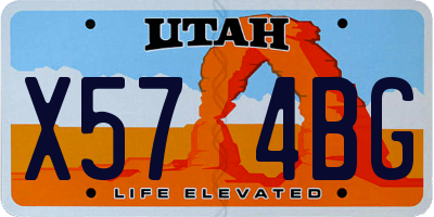 UT license plate X574BG