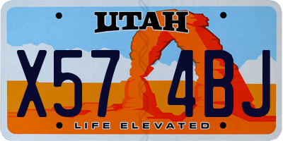 UT license plate X574BJ