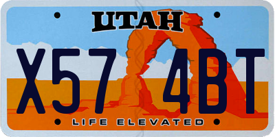 UT license plate X574BT