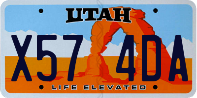 UT license plate X574DA