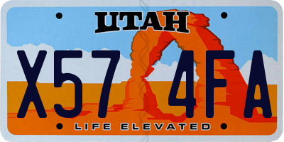 UT license plate X574FA