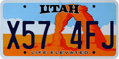 UT license plate X574FJ
