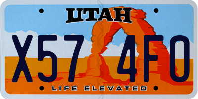 UT license plate X574FO