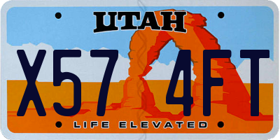 UT license plate X574FT