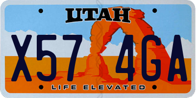UT license plate X574GA