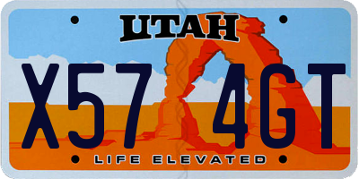 UT license plate X574GT
