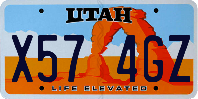UT license plate X574GZ