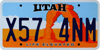 UT license plate X574NM