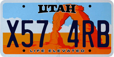 UT license plate X574RB