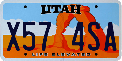 UT license plate X574SA