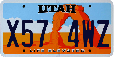 UT license plate X574WZ