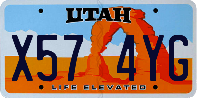 UT license plate X574YG