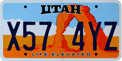 UT license plate X574YZ