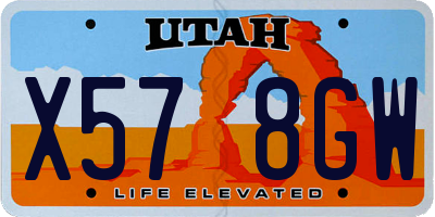UT license plate X578GW