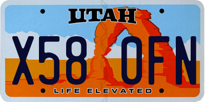 UT license plate X580FN