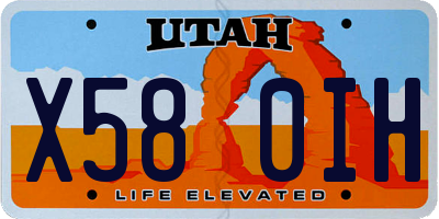 UT license plate X580IH