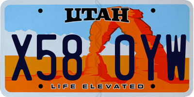 UT license plate X580YW