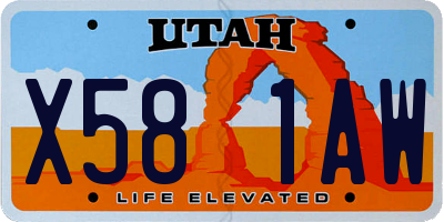 UT license plate X581AW
