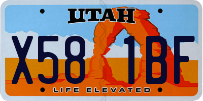 UT license plate X581BF