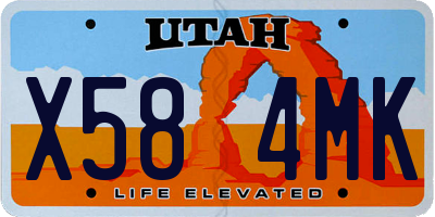 UT license plate X584MK