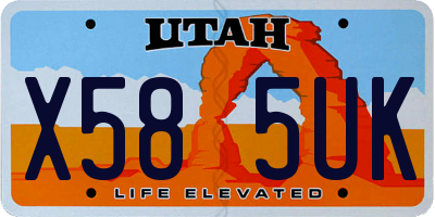 UT license plate X585UK