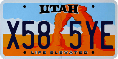 UT license plate X585YE