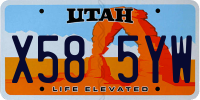 UT license plate X585YW