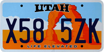 UT license plate X585ZK