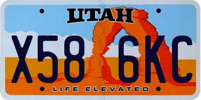 UT license plate X586KC