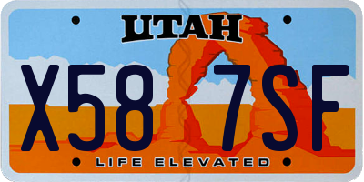 UT license plate X587SF