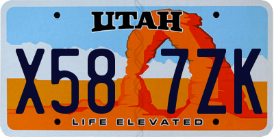 UT license plate X587ZK