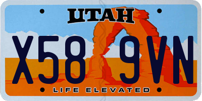 UT license plate X589VN