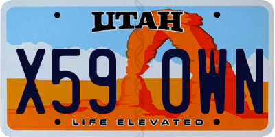 UT license plate X590WN