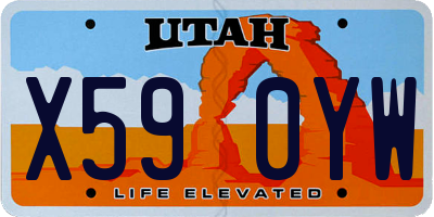 UT license plate X590YW