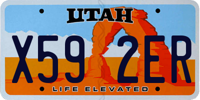 UT license plate X592ER