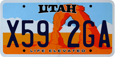 UT license plate X592GA