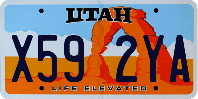 UT license plate X592YA